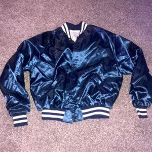 🦾🗣UNISEX SHINY NAVY BOMBER JACKET. size XL 👾🤖